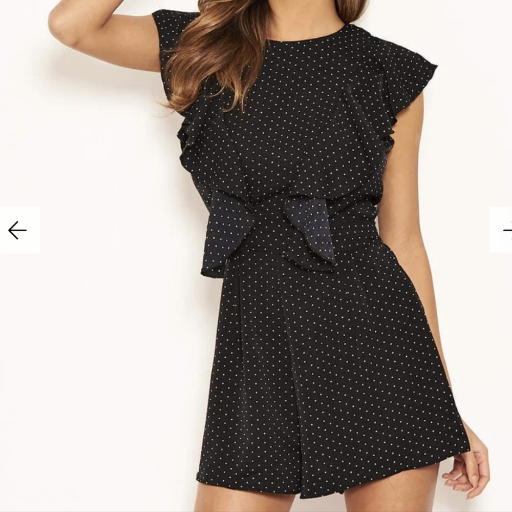 NWT Ax Paris Polka Dot Frill Panel Playsuit Size Small